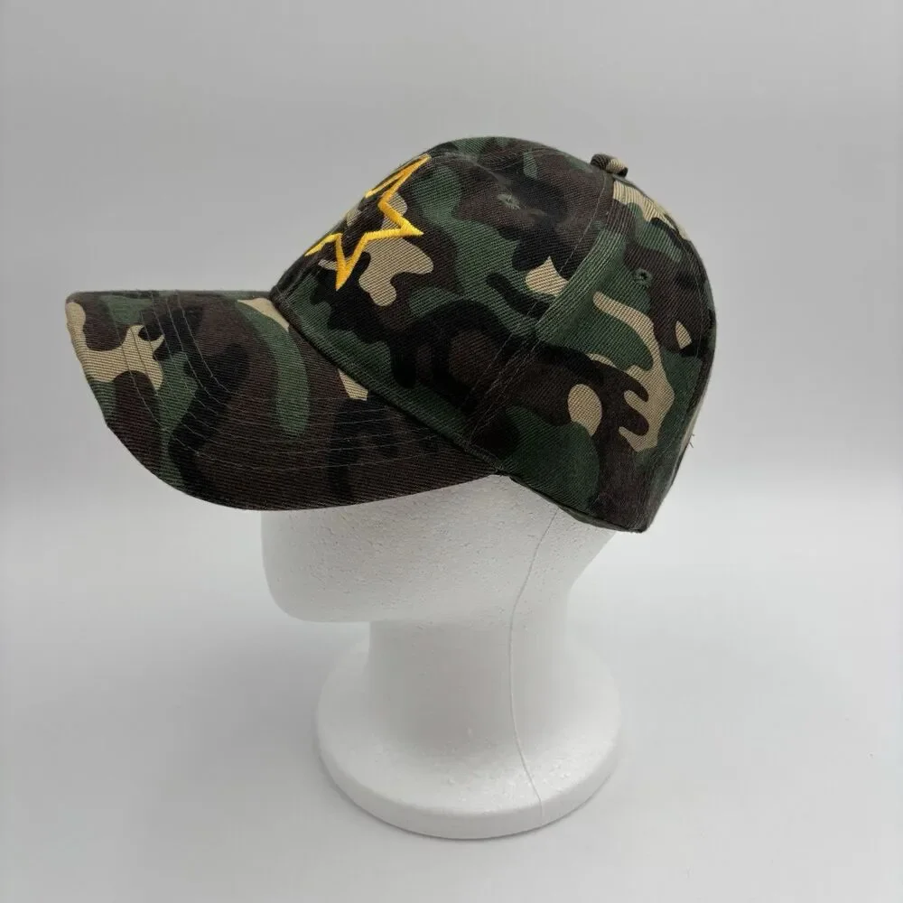 Camo Baseball Cap Gold Star Embroidered Adjustable Hunting Military Style Ha